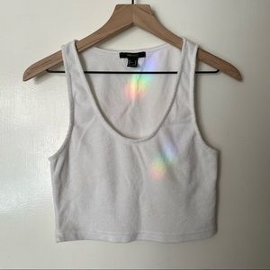 white terry cloth cropped tank